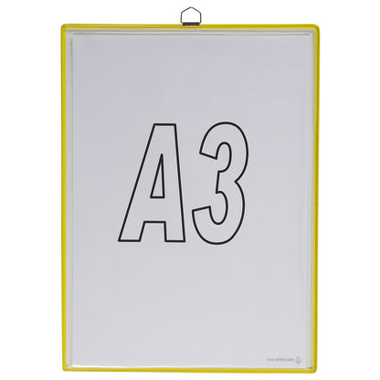 Clear view pocket, for size A3, yellow, pack of 10.