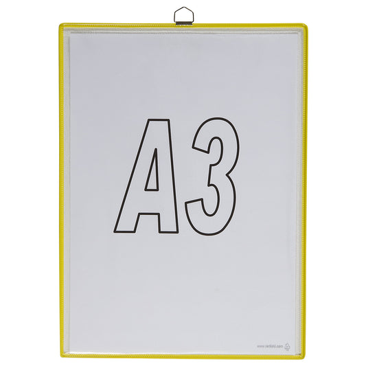 Clear view pocket, for size A3, yellow, pack of 10.