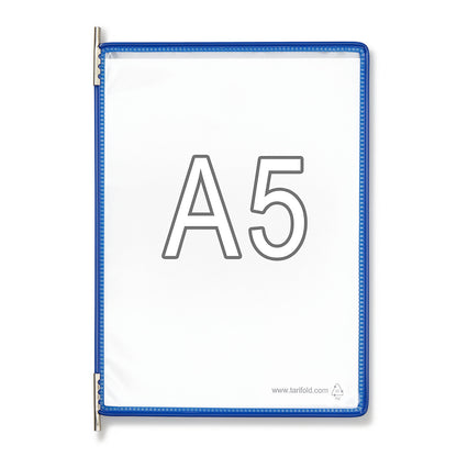 Clear view panel, pack of 10, for A5, blue.