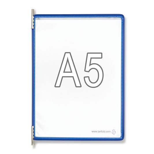 Clear view panel, pack of 10, for A5, blue.