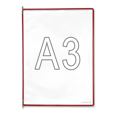 Clear view panel, pack of 10, for A3, red.