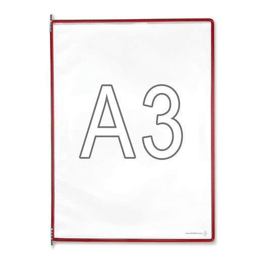 Clear view panel, pack of 10, for A3, red.