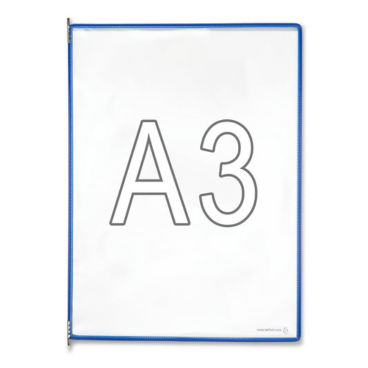 Clear view panel, pack of 10, for A3, blue.