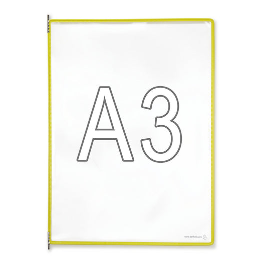 Clear view panel, pack of 10, for A3, yellow.