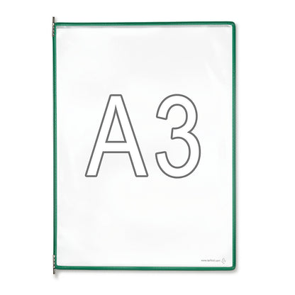 Clear view panel, pack of 10, for A3, green.