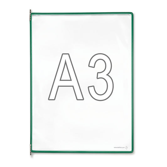 Clear view panel, pack of 10, for A3, green.