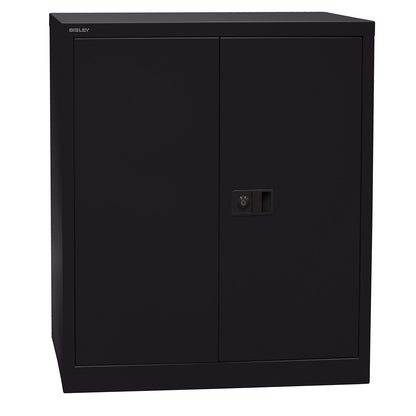 UNIVERSAL double door cupboard, HxWxD 1000 x 914 x 400 mm, 1 shelf, 2 file heights, black.
