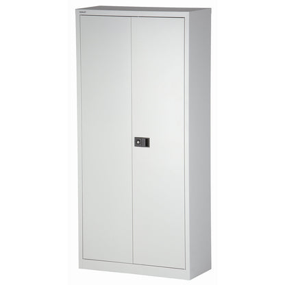 UNIVERSAL double door cupboard, HxWxD 1950 x 914 x 400 mm, with wardrobe insert, light grey.