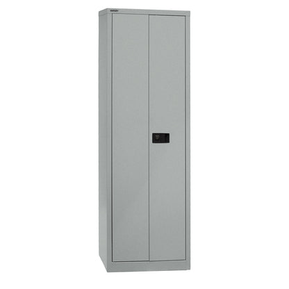 UNIVERSAL double door cupboard, HxWxD 1950 x 600 x 400 mm, 4 shelves, 5 file heights, silver.