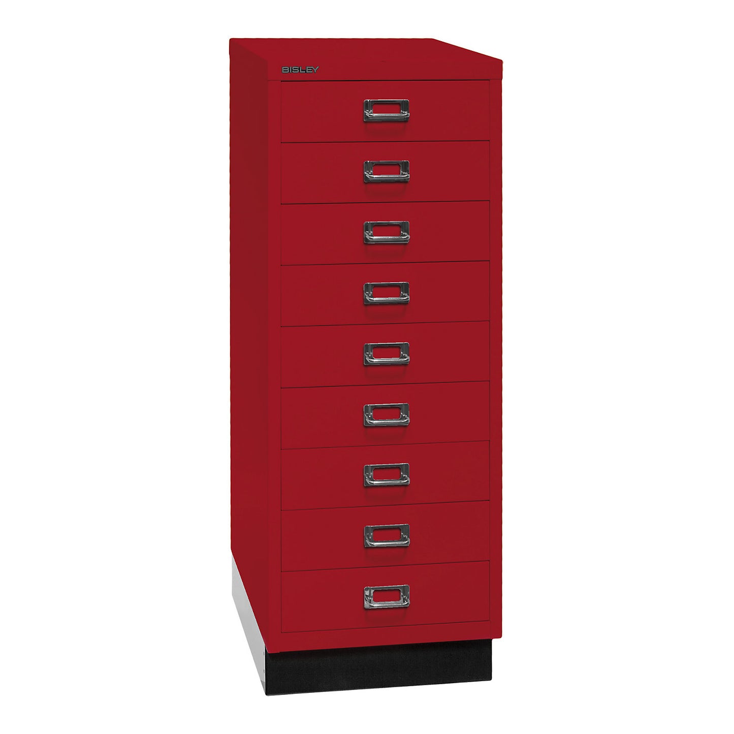 MultiDrawer™ 39 series, with plinth, A3, 9 drawers, cardinal red, black.