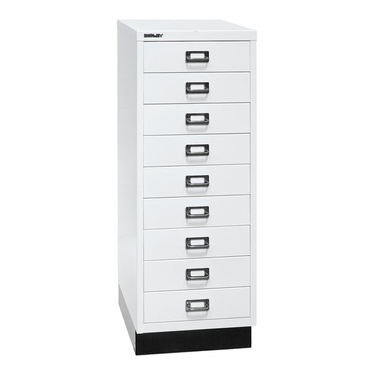 MultiDrawer™ 39 series, with plinth, A3, 9 drawers, traffic white, black.