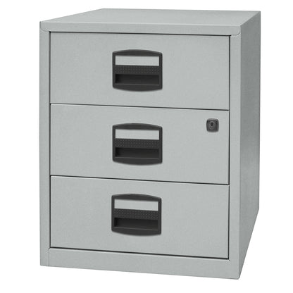 PFA mobile pedestal, 3 universal drawers, silver.