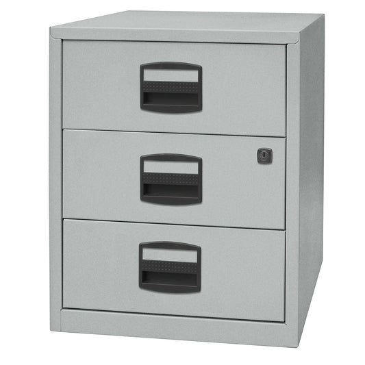 PFA mobile pedestal, 3 universal drawers, silver.