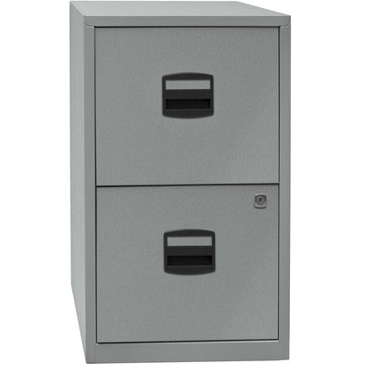 PFA suspension file cabinet, 2 drawers, silver.