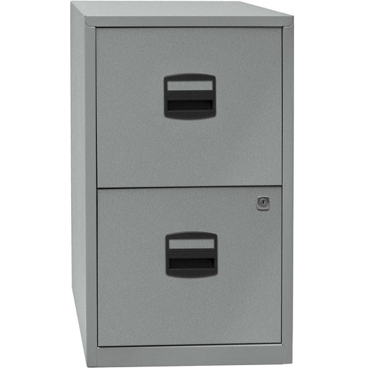 PFA suspension file cabinet, 2 drawers, silver.
