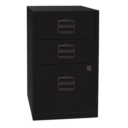 PFA side cupboard, 2 drawers, 1 suspension file drawer, black.