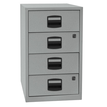 PFA side cupboard, 4 universal drawers, silver.