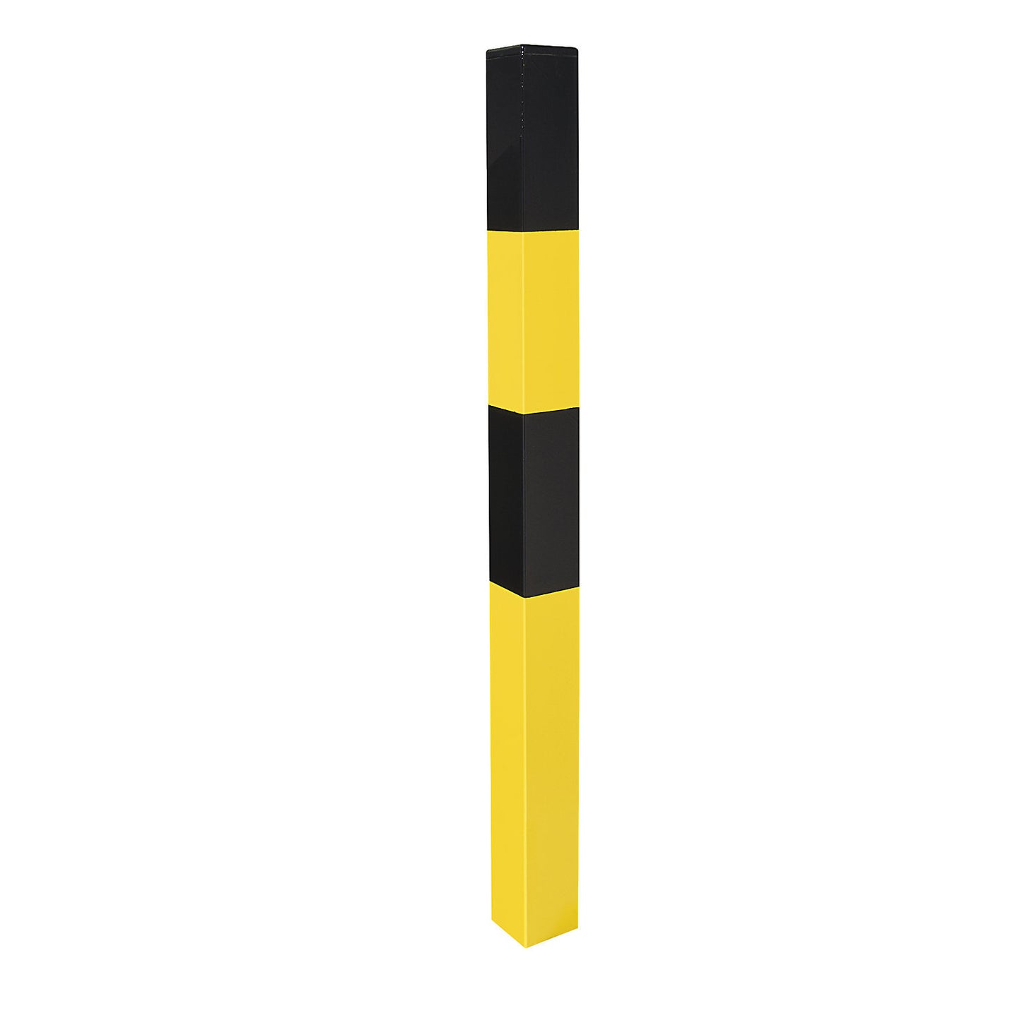 Bollard Morion, for setting in concrete, 70 x 70 mm, painted black/yellow, 1 eyelet.