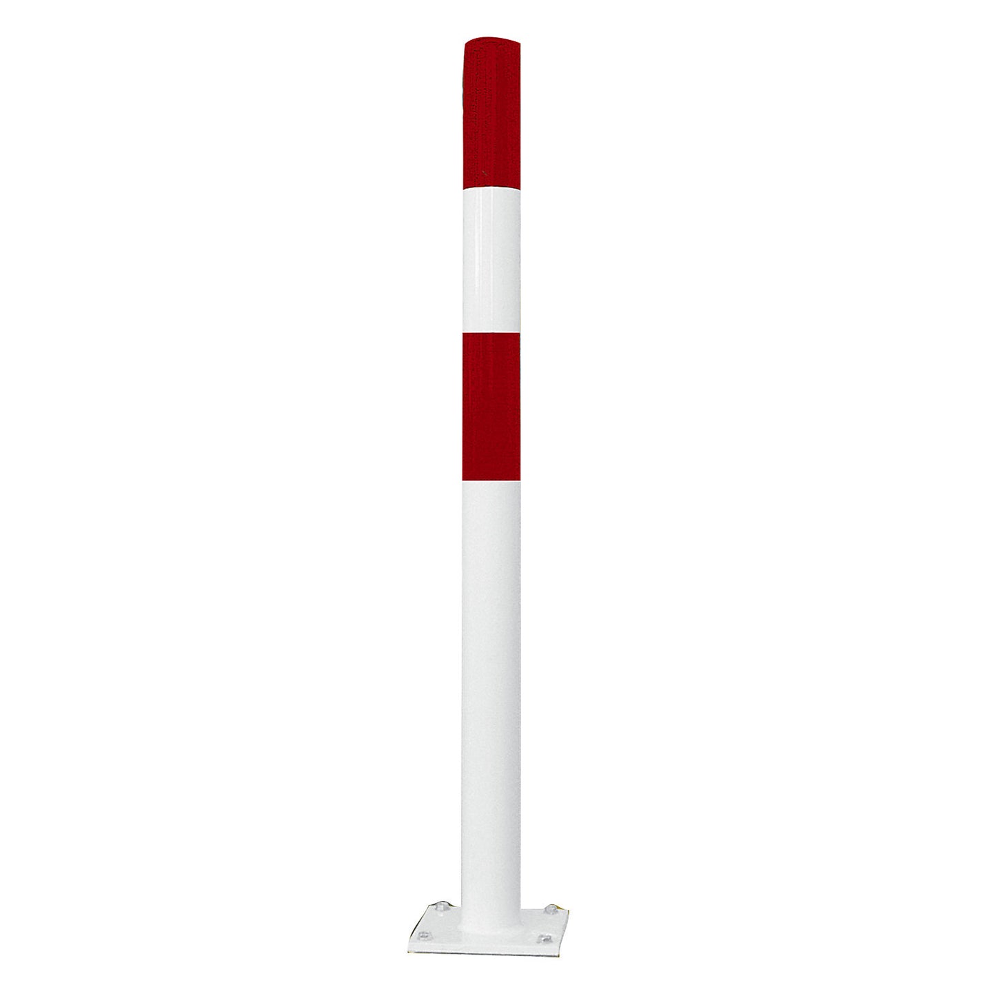 Crash protection bollard, size S, red/white, for bolting in place.
