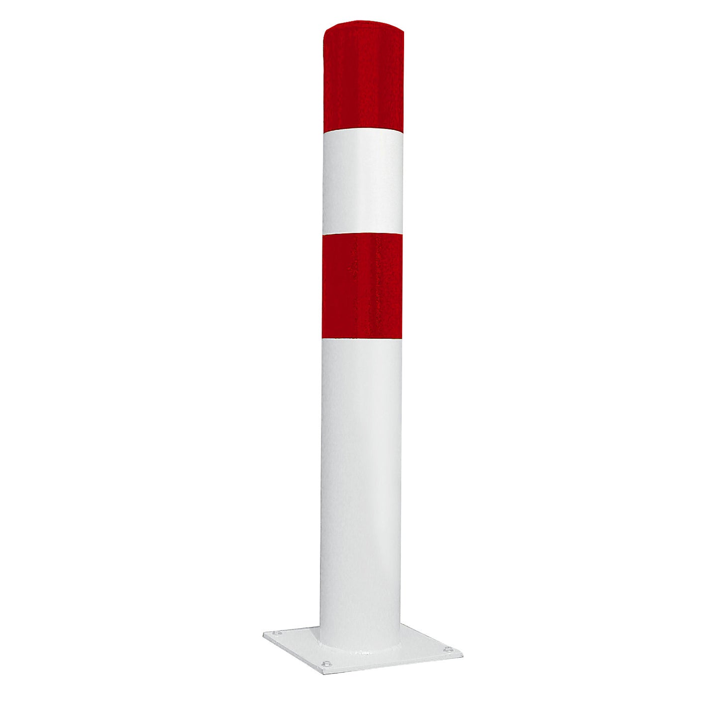 Crash protection bollard, size L, red/white, for bolting in place.