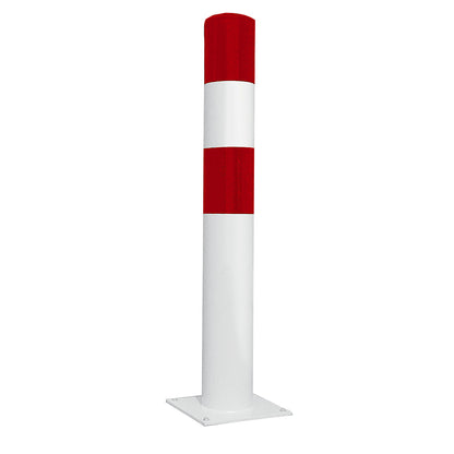 Crash protection bollard, size L, red/white, for bolting in place.