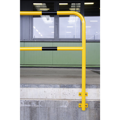 Safety barrier, steel, Ø 48 mm, for wall mounting with tabs, width 2000 mm, plastic coated.