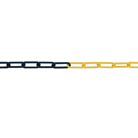 PE link chain, link thickness 8 mm, band length 25 m, black/yellow.