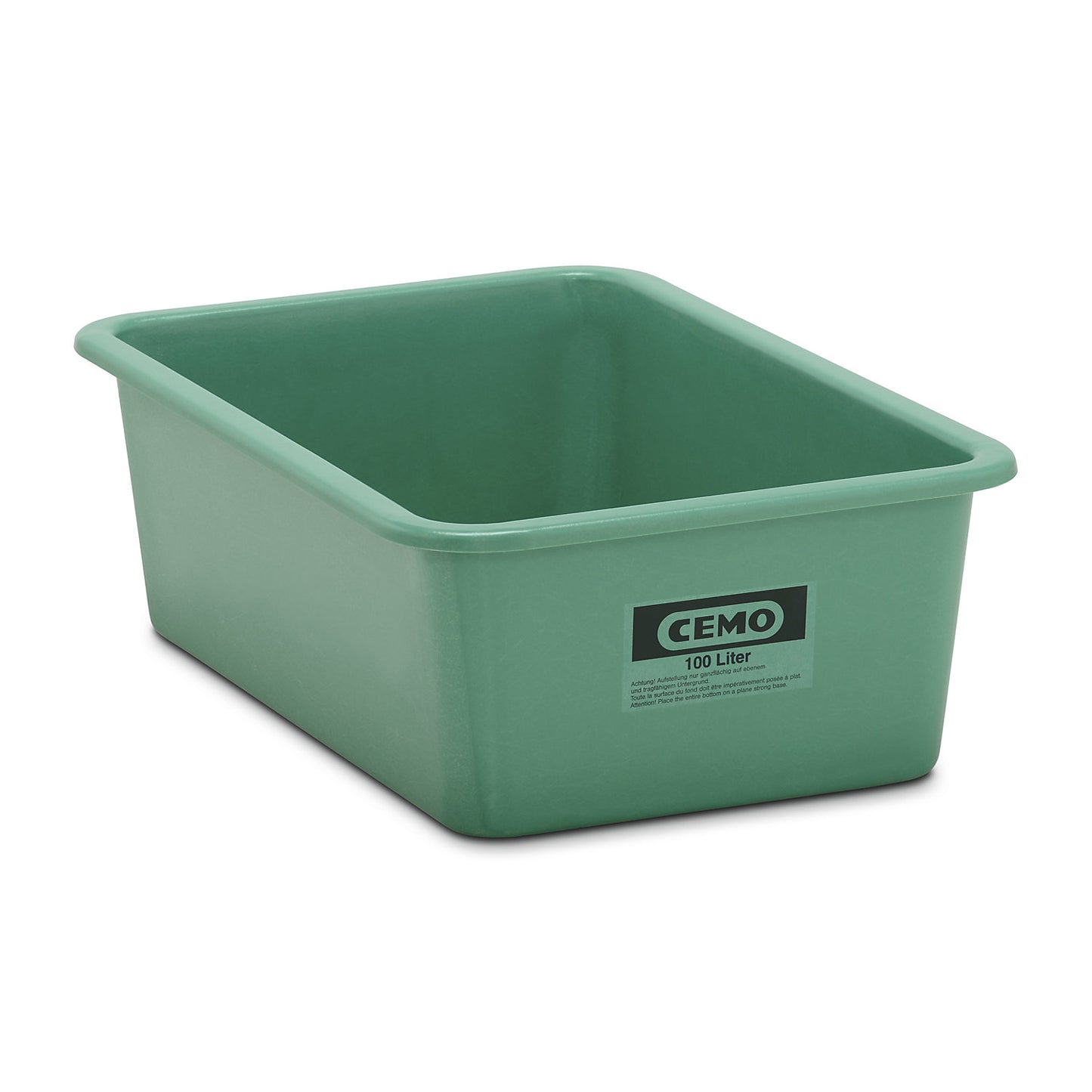 Large GRP container, capacity 100 l, LxWxH 872 x 571 x 284 mm, green.