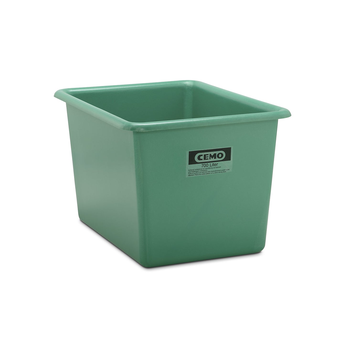 Large GRP container, capacity 700 l, LxWxH 1320 x 970 x 800 mm, green.