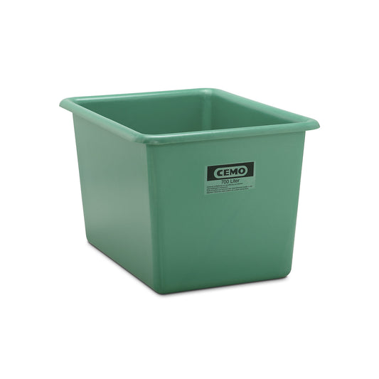 Large GRP container, capacity 700 l, LxWxH 1320 x 970 x 800 mm, green.