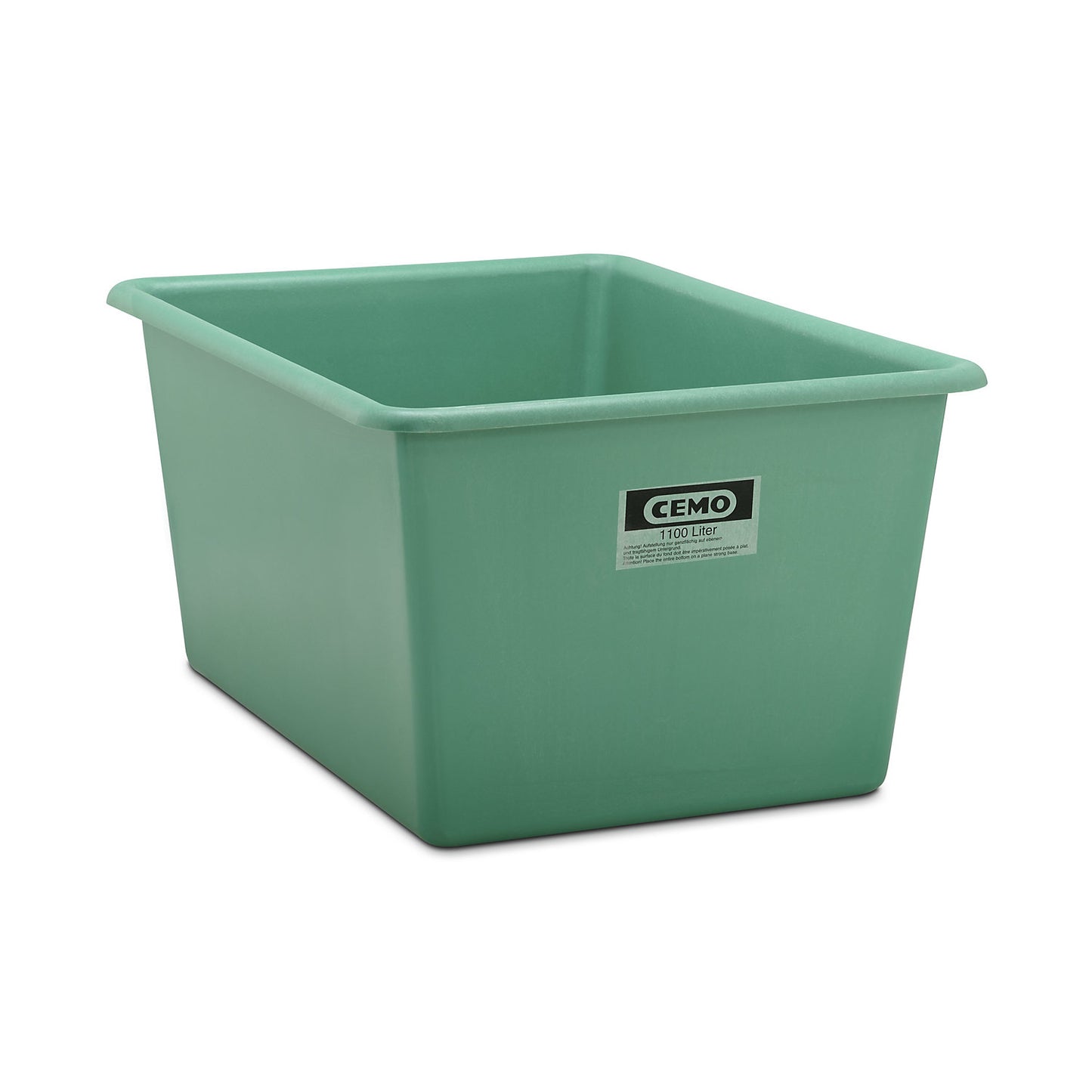 Large GRP container, capacity 1100 l, LxWxH 1620 x 1190 x 800 mm, green.