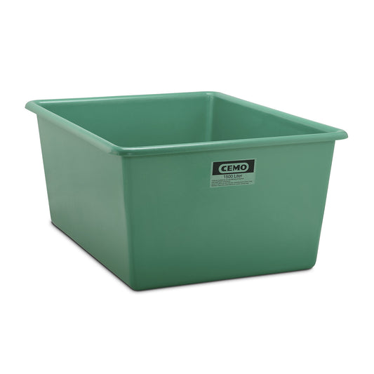 Large GRP container, capacity 1500 l, LxWxH 1820 x 1390 x 800 mm, green.