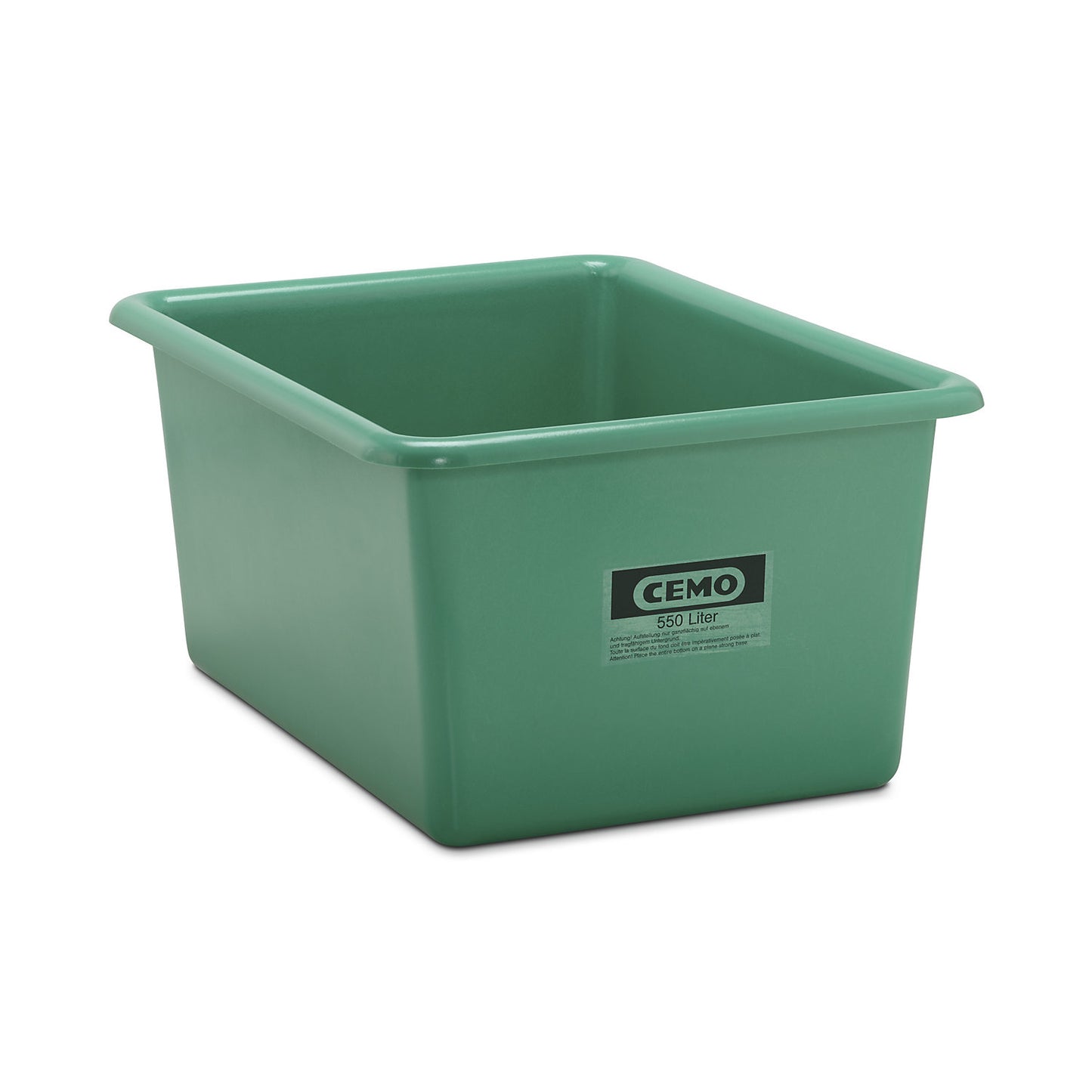 Large GRP container, capacity 550 l, LxWxH 1320 x 970 x 620 mm, green.
