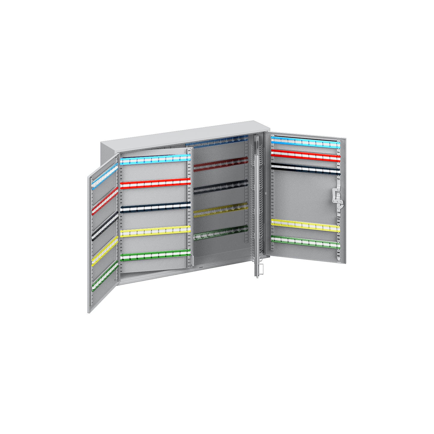 Key cabinet, 2-door, complete with key tabs, 400 hooks, HxWxD 550 x 730 x 140 mm.
