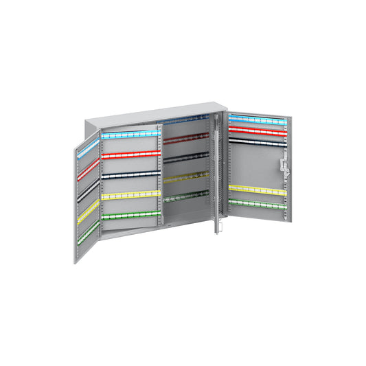 Key cabinet, 2-door, complete with key tabs, 400 hooks, HxWxD 550 x 730 x 140 mm.