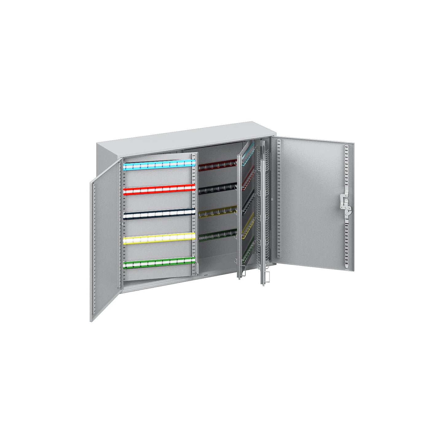 Key cabinet, 2-door, complete with key tabs, 500 hooks, HxWxD 550 x 730 x 205 mm.
