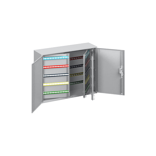 Key cabinet, 2-door, complete with key tabs, 500 hooks, HxWxD 550 x 730 x 205 mm.