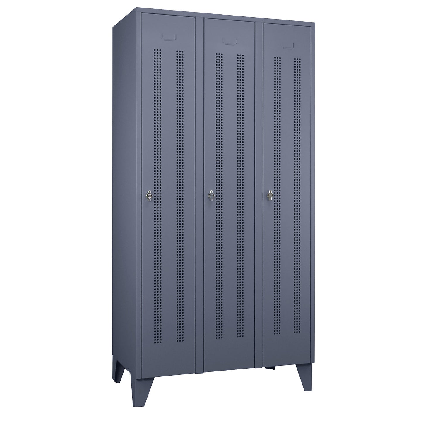 Berlin 1 clothes locker, 3 compartments, blue grey, width 900 mm.