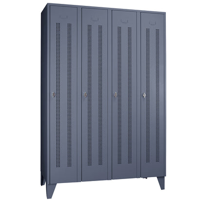 Berlin 1 clothes locker, 4 compartments, blue grey, width 1200 mm.