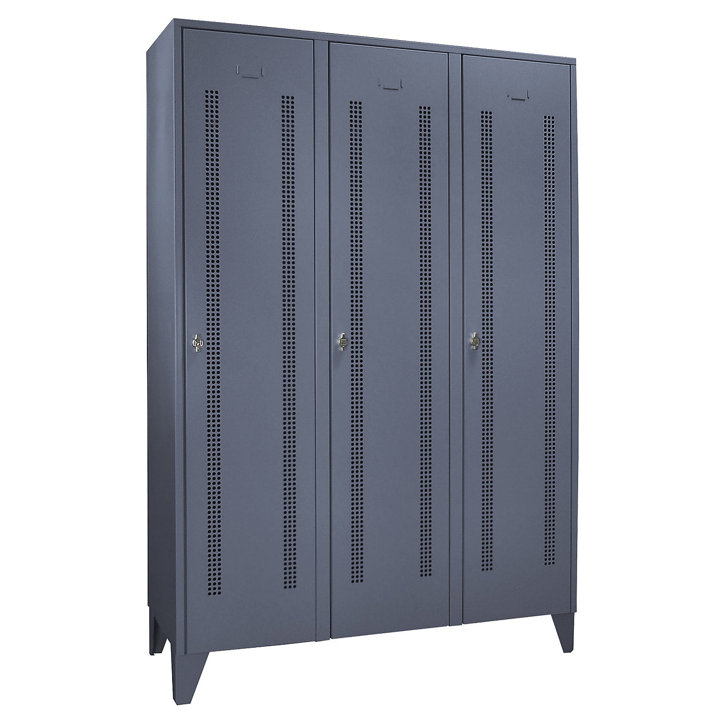 Berlin 1 clothes locker, 3 compartments, blue grey, width 1200 mm.