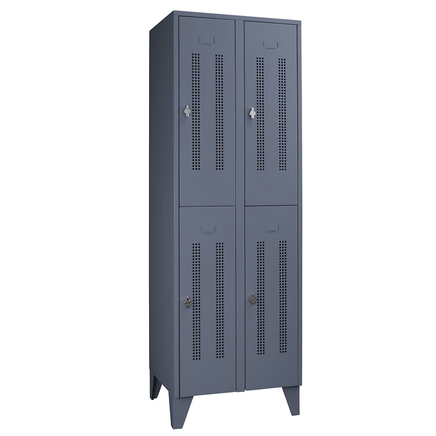 Berlin 1 double deck clothes locker, 2 sections, blue grey, width 600 mm, 4 compartments.