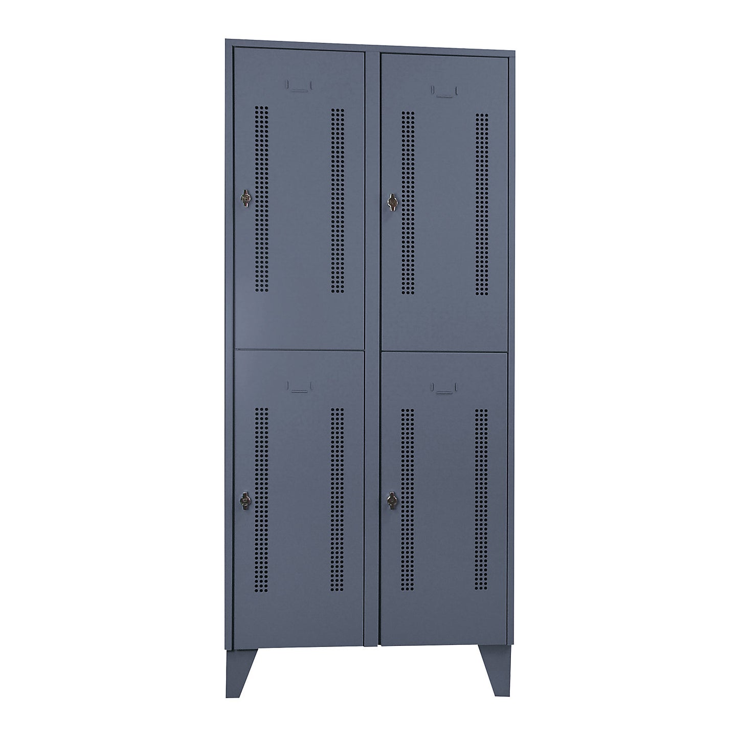 Berlin 1 double deck clothes locker, 2 sections, blue grey, width 800 mm, 4 compartments.