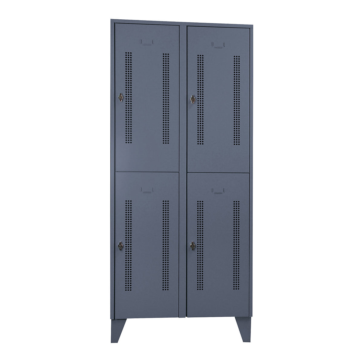 Berlin 1 double deck clothes locker, 2 sections, blue grey, width 800 mm, 4 compartments.