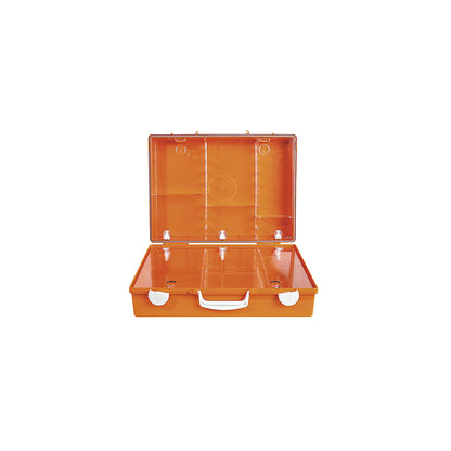 First aid case, DIN 13169 compliant, signal orange, HxWxD 300 x 400 x 150 mm, without contents.