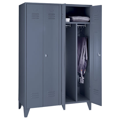 Berlin 2 clean and dirty locker, centre divider, 2 compartments, blue grey, width 1200 mm.