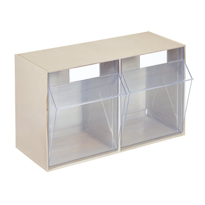 Visual storage container system, housing HxWxD 353 x 600 x 299 mm, 2 bins, sand beige.