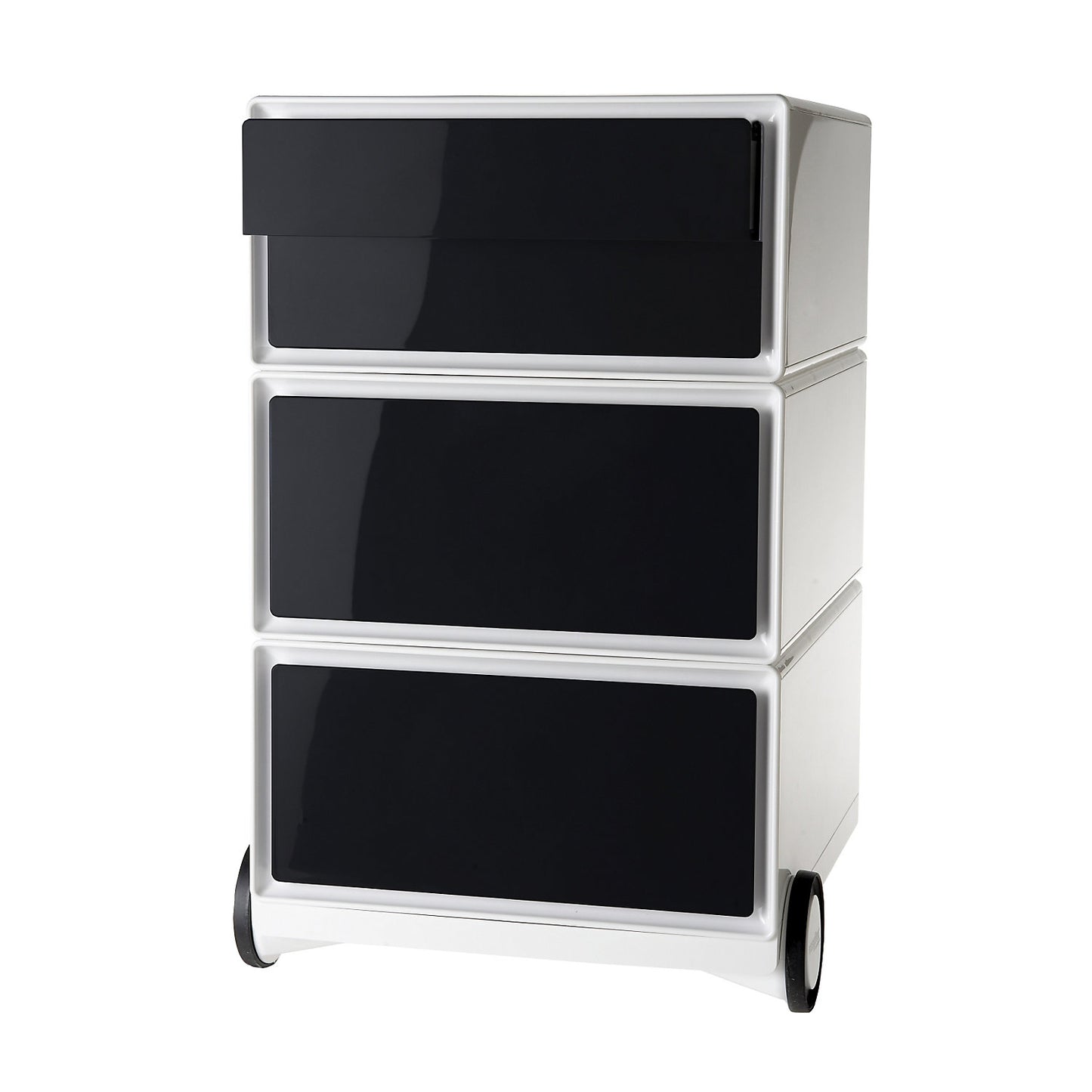 easyBox® mobile pedestal, 2 drawers, 2 flat drawers, white / black.