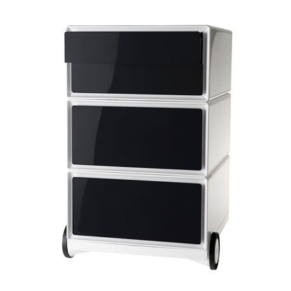 easyBox® mobile pedestal, 2 drawers, 2 flat drawers, white / black.