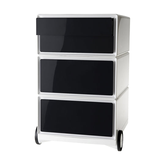 easyBox® mobile pedestal, 2 drawers, 2 flat drawers, white / black.