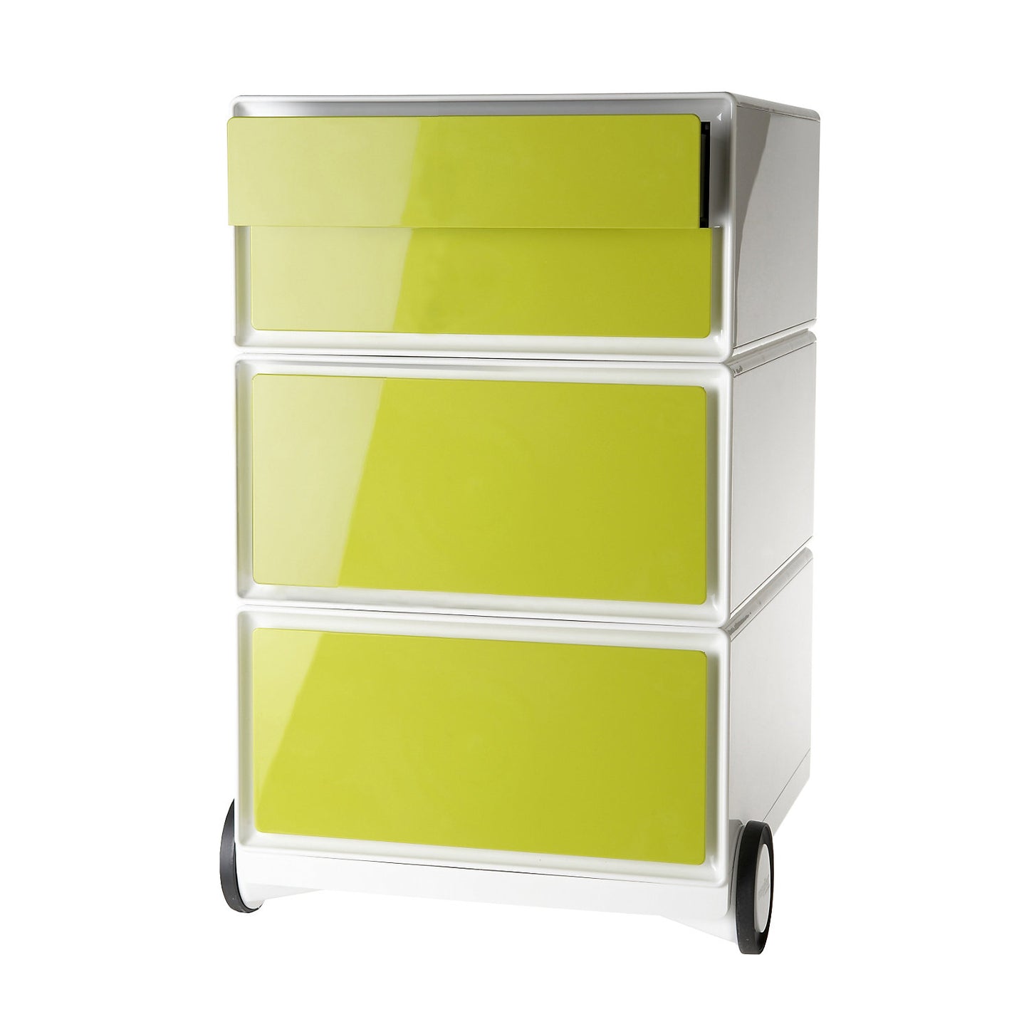 easyBox® mobile pedestal, 2 drawers, 2 flat drawers, white / green.